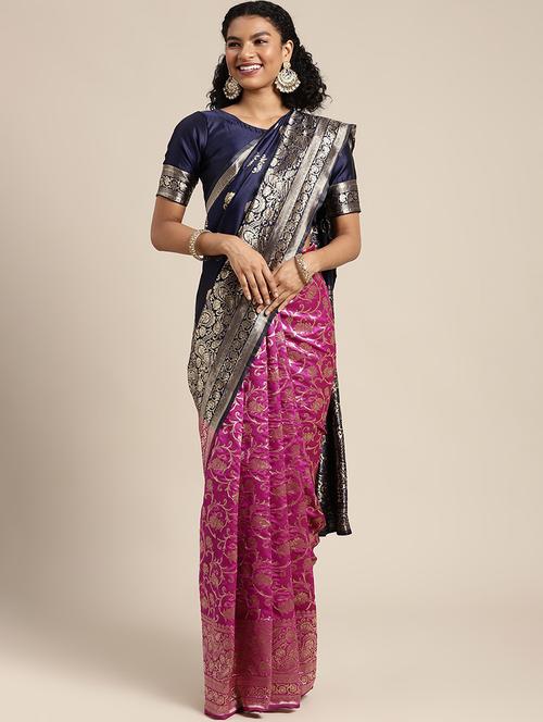 jacquard work banarasi saree - 20212092 - Very Small Image - 1