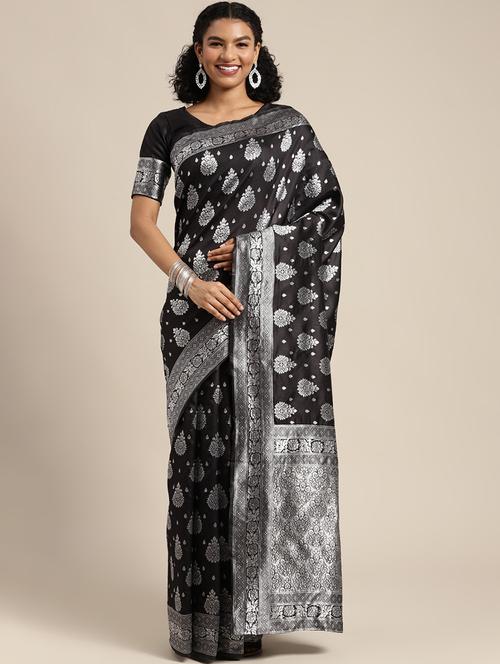 jacquard work banarasi saree with blouse - 20212096 - Very Small Image - 1