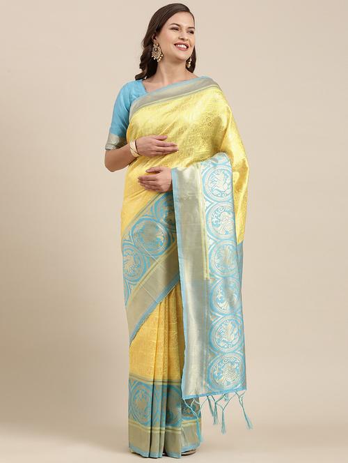 jacquard work banarasi saree with blouse - 20212102 - Very Small Image - 1