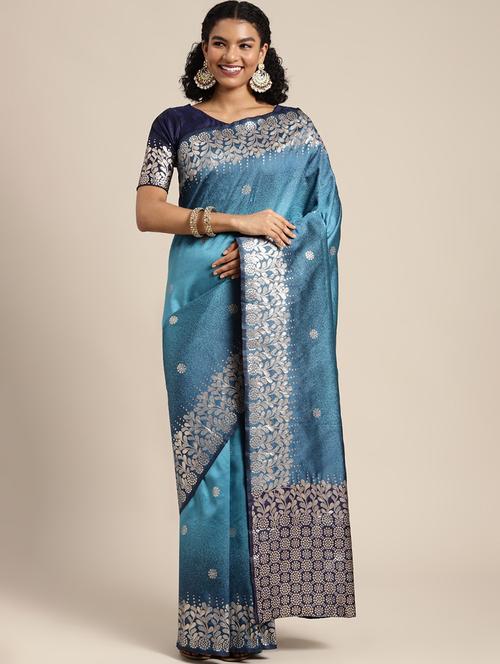 jacquard work banarasi saree with blouse - 20212129 - Very Small Image - 1