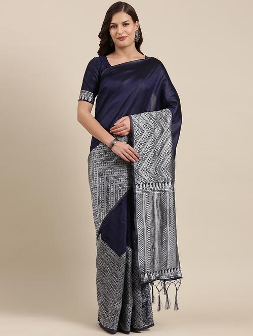 jacquard work banarasi saree with blouse - 20212131 - Very Small Image - 1