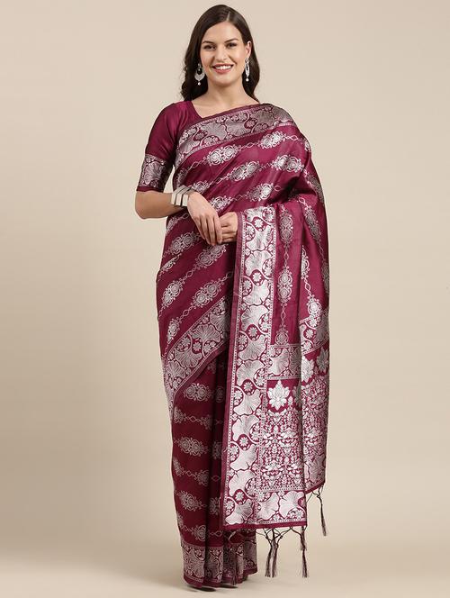 self design jacquard work banarasi saree - 20212135 - Very Small Image - 1