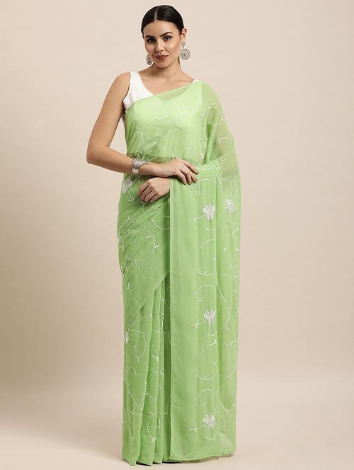 floral embroidered saree with blouse - 20212187 - Very Small Image - 1