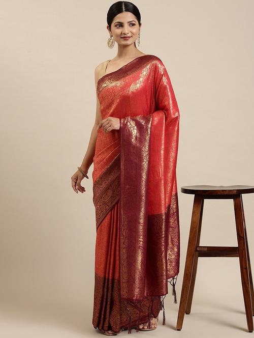 women red kanjivaram saree with blouse - 20212230 - Very Small Image - 1