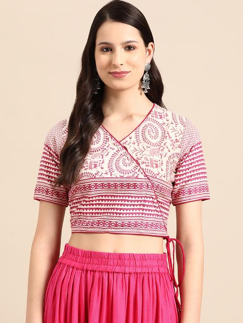 pink cotton solid blouse - 20212944 - Very Small Image - 1