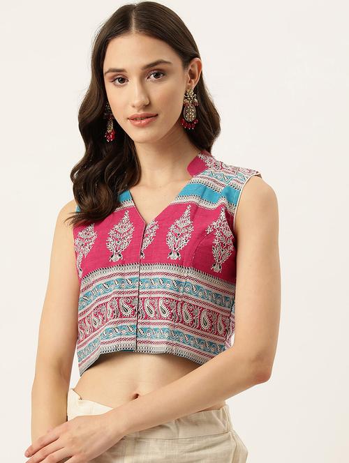 pink cotton solid blouse - 20213091 - Very Small Image - 1