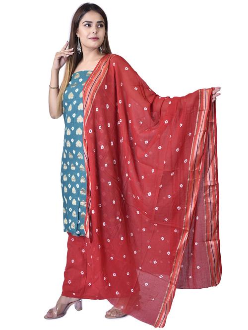 blue printed unstitched salwar suit set - 20213513 - Very Small Image - 1
