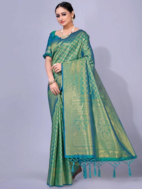 women's self design dark green colored saree - 20214348 - Very Small Image - 1