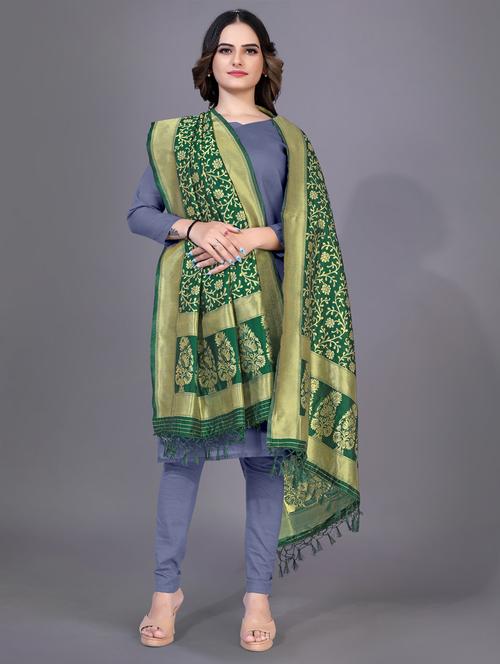 floral zari woven dupatta - 20214504 - Very Small Image - 1
