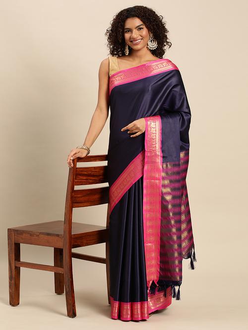 jacquard work bordered saree - 20215618 - Very Small Image - 1