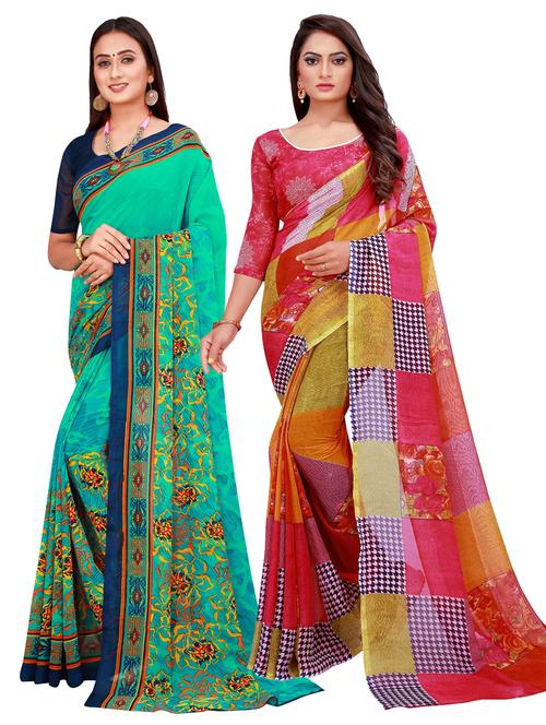 pack of 2 georgette saree - 20215965 - Very Small Image - 1