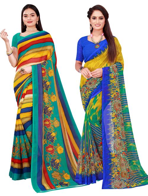 pack of 2 printed saree with blouse - 20216510 - Very Small Image - 1