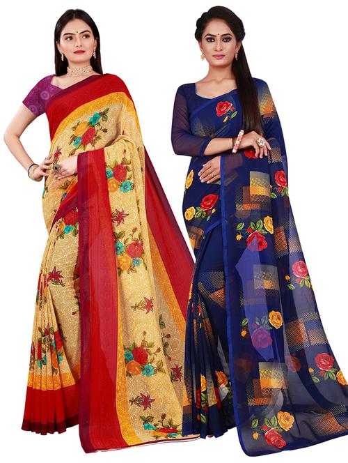 women's saree combo with blouse - 20216703 - Very Small Image - 1