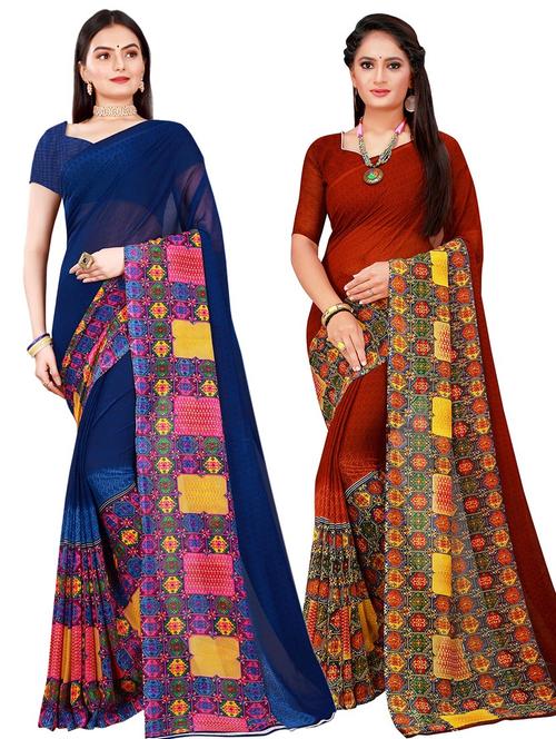 women's saree combo with blouse - 20217278 - Very Small Image - 1