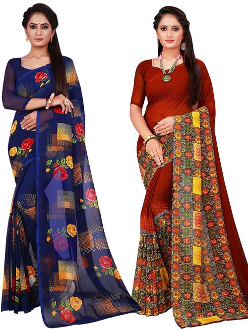 women's saree combo with blouse - 20217542 - Very Small Image - 1