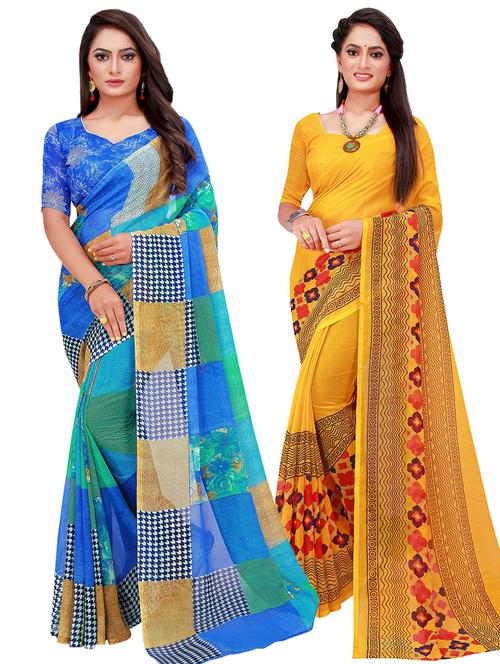 women's saree combo with blouse - 20217554 - Very Small Image - 1