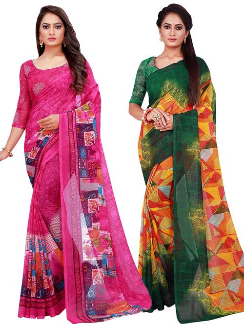 pack of 2 printed saree - 20217595 - Very Small Image - 1