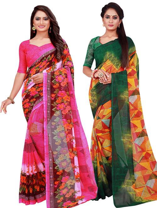 pack of 2 printed sarees - 20217697 - Very Small Image - 1