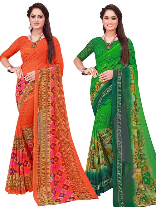 women's saree combo with blouse - 20217757 - Very Small Image - 1