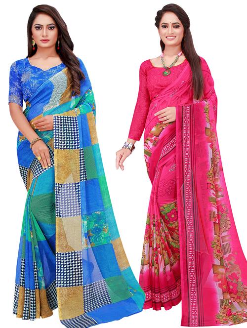 women's saree combo with blouse - 20217852 - Very Small Image - 1