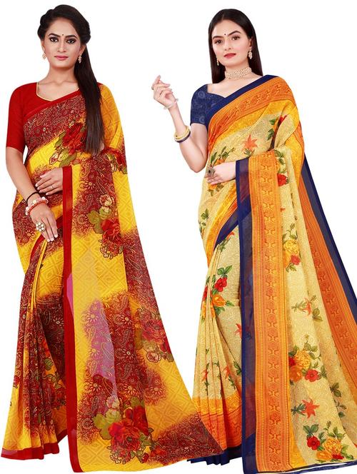 pack of 2 printed saree - 20217871 - Very Small Image - 1