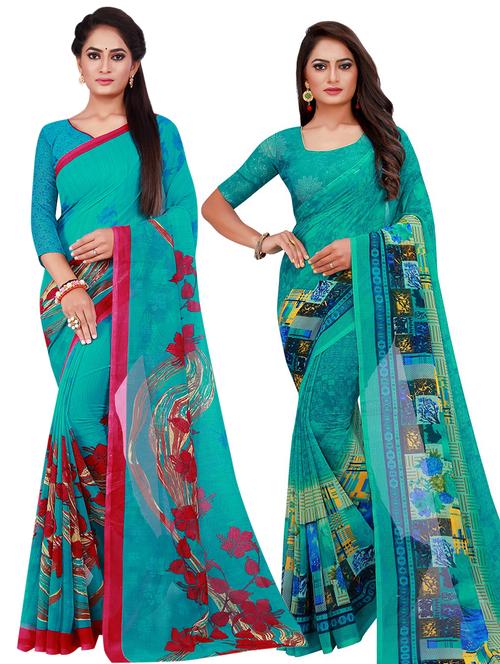 pack of 2 printed saree - 20217952 - Very Small Image - 1