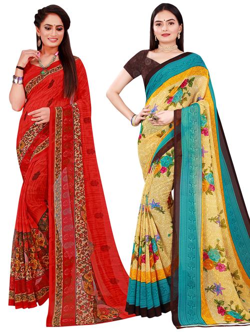 women's printed multi colored saree with blouse - 20218257 - Very Small Image - 1