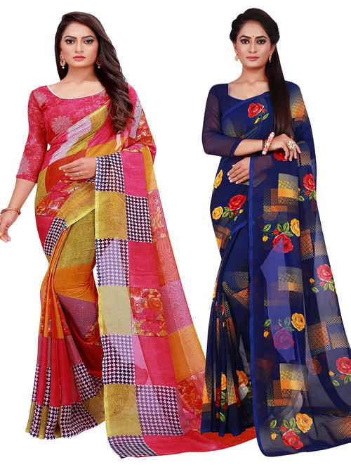 women's saree combo with blouse - 20218459 - Very Small Image - 1