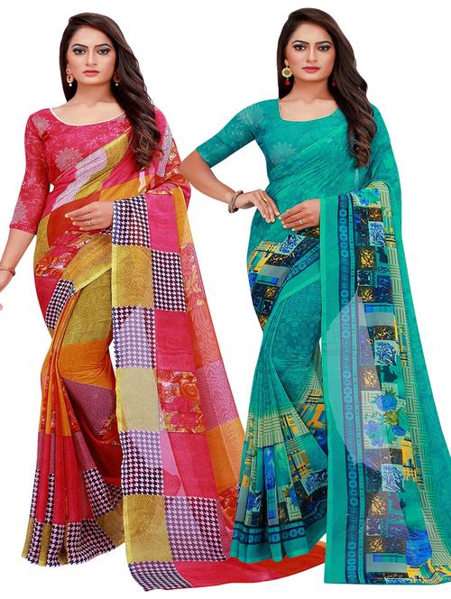women's saree combo with blouse - 20218588 - Very Small Image - 1