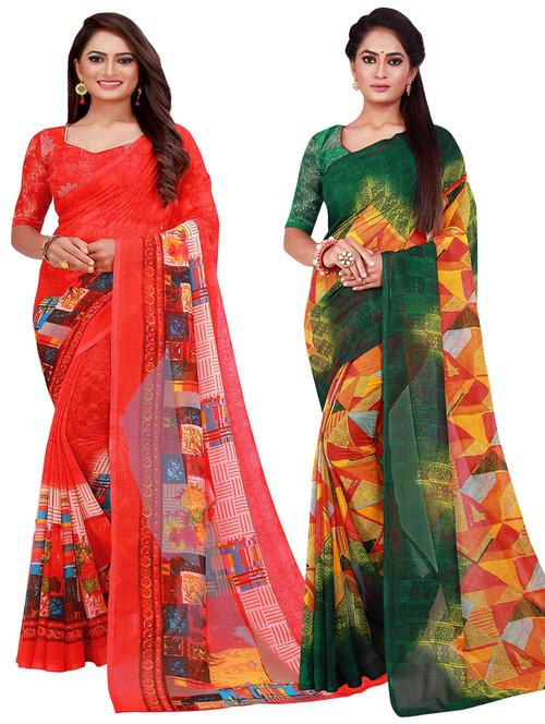 pack of 2 printed sarees - 20218665 - Very Small Image - 1