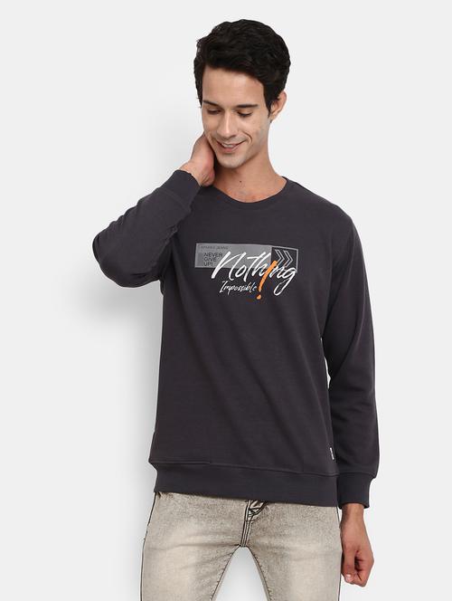 men graphic print charcoal cotton regular sweatshirt - 20220009 - Very Small Image - 1