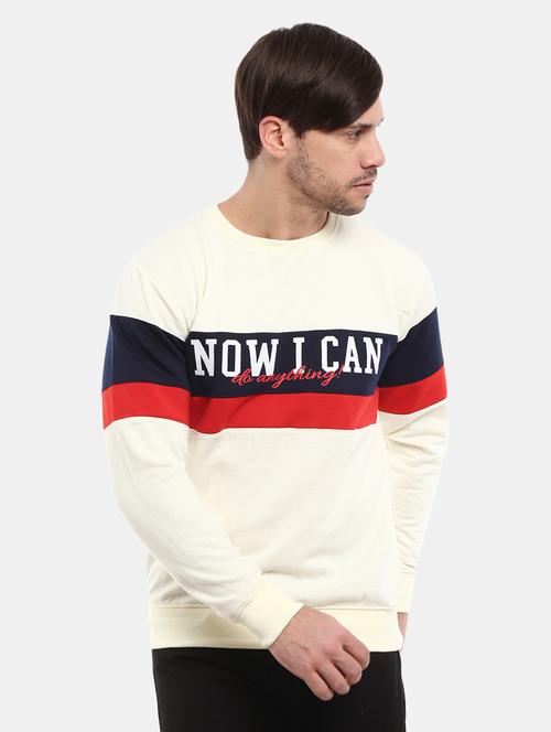 men optic white color block cotton regular sweatshirt - 20220072 - Very Small Image - 1