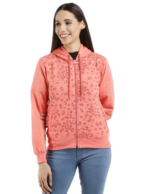 orange floral print hooded neck sweatshirt - 20220189 - Very Small Image - 1