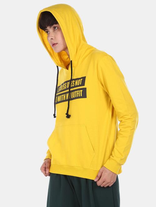 yellow printed hooded neck sweatshirt with pocket - 20220224 - Very Small Image - 1