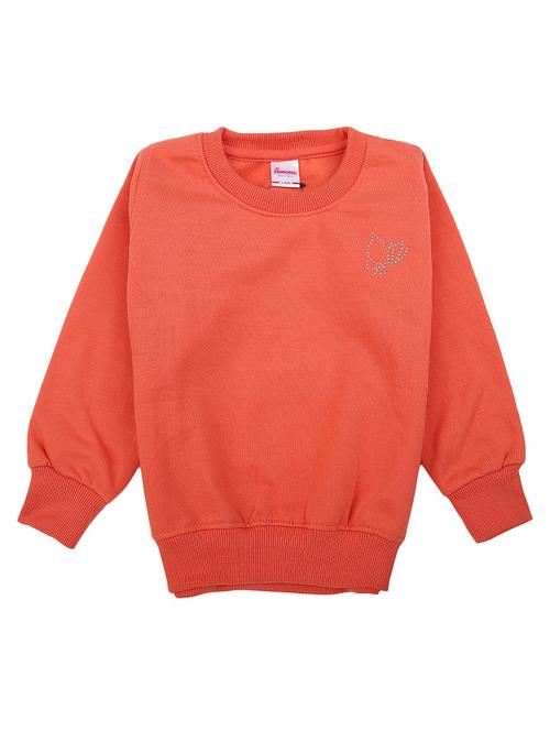 orange solid round neck sweatshirt - 20220322 - Very Small Image - 1