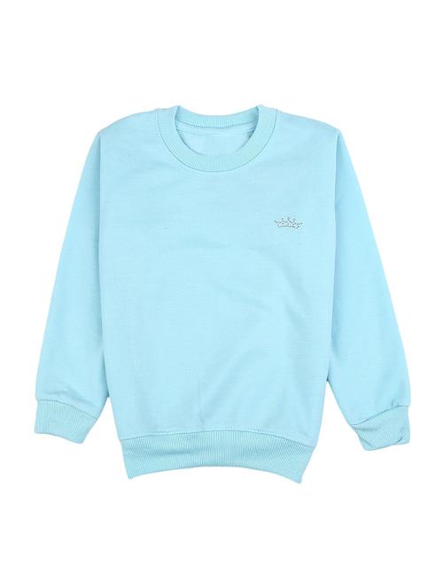 light blue solid round neck sweatshirt - 20220355 - Very Small Image - 1