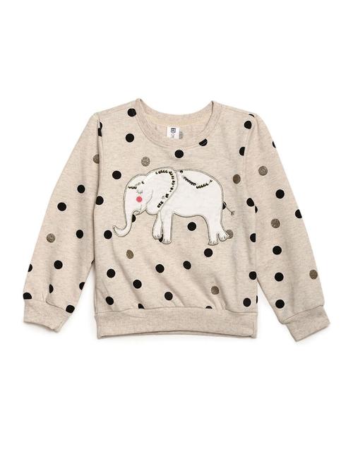 girls beige color 100% cotton sweatshirt - 20220399 - Very Small Image - 1
