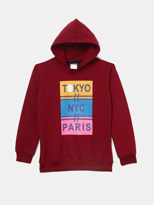 girls maroon color 100% cotton sweatshirt - 20220474 - Very Small Image - 1