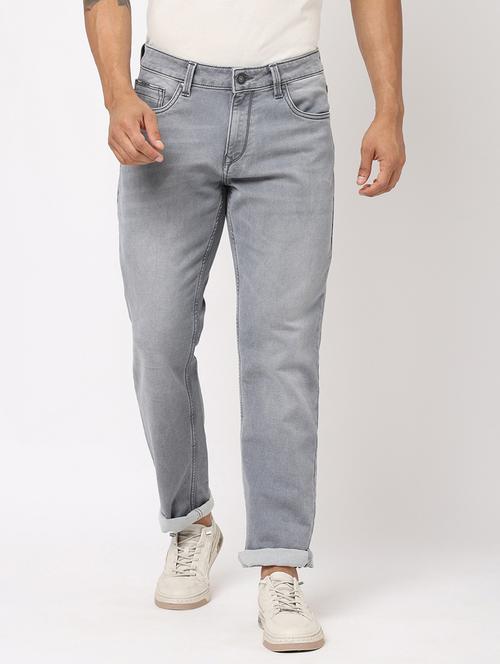 men grey light washed denim plain jean - 20220912 - Very Small Image - 1