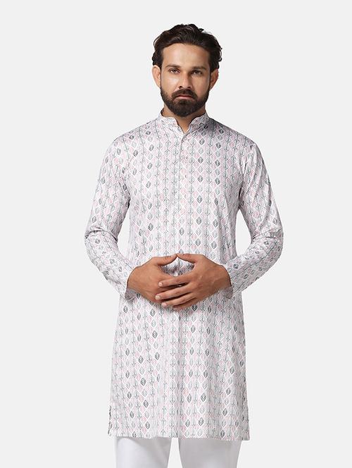 men multi colored printed cotton long kurta - 20220935 - Very Small Image - 1