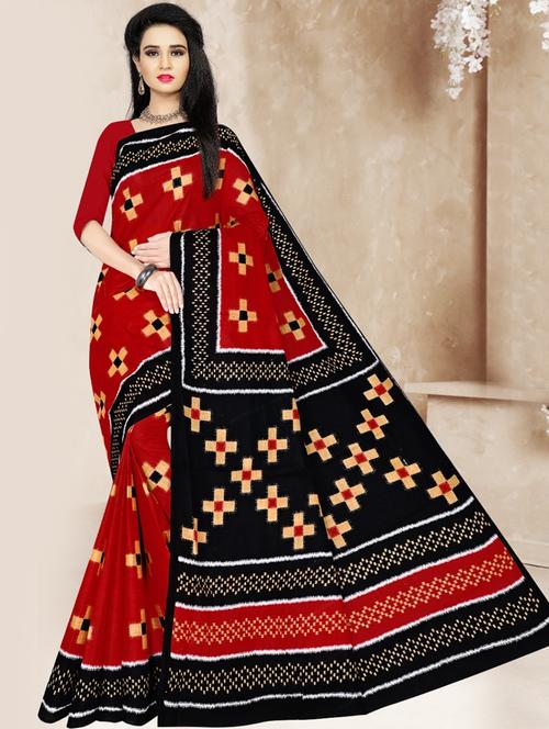 women's geometric red colored saree - 20223222 - Very Small Image - 1