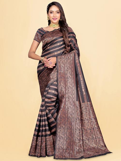 jacquard work banarasi saree with blouse - 20223296 - Very Small Image - 1