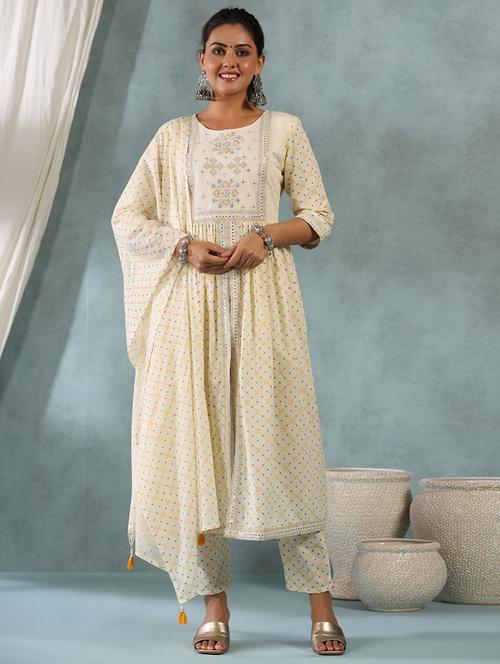 mirror work kurta pant set with dupatta - 20223763 - Very Small Image - 1