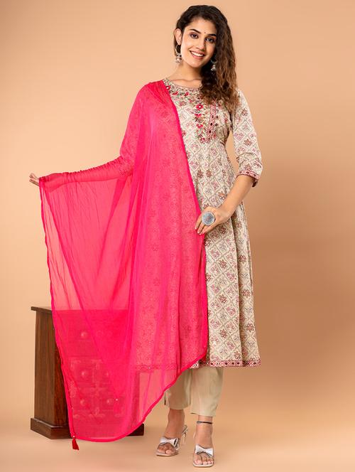 floral printed kurta pant set with dupatta - 20223856 - Very Small Image - 1