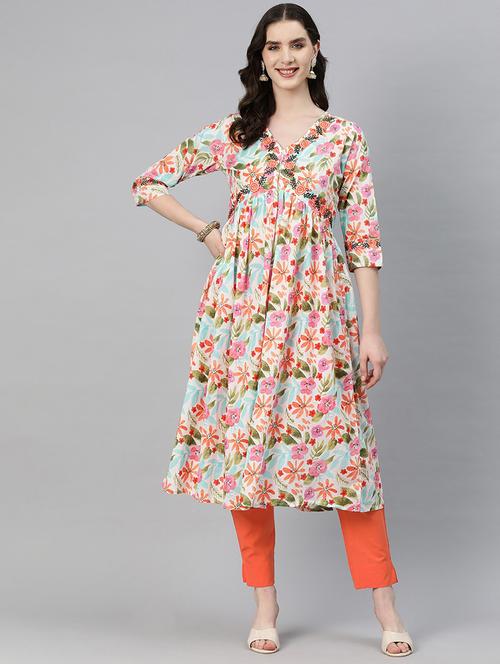 floral print kurta pant set - 20223862 - Very Small Image - 1