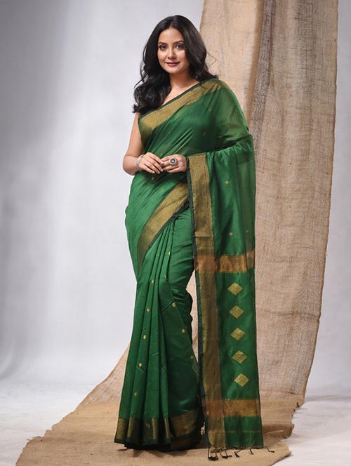 women's self design dark green colored saree - 20225330 - Very Small Image - 1