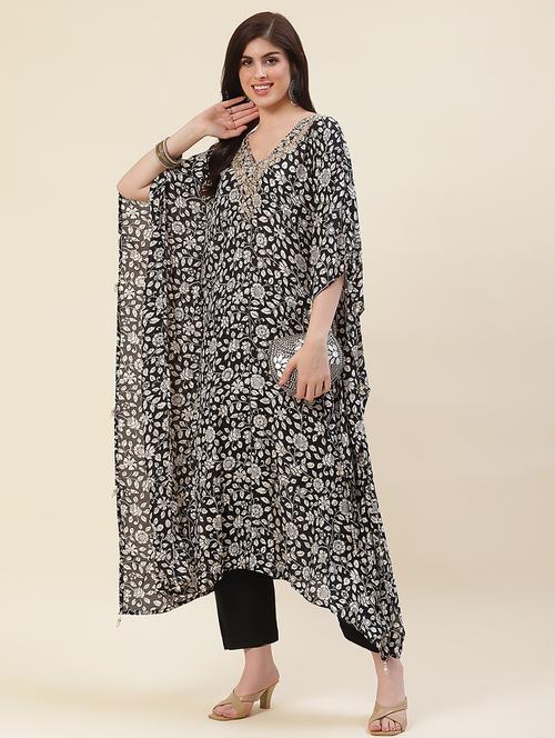 women flora printed kaftan pant set - 20225651 - Very Small Image - 1