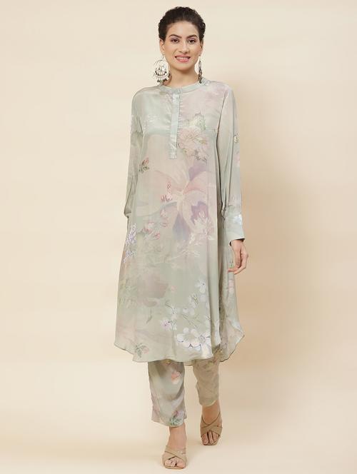 green colored kurta pant set - 20225737 - Very Small Image - 1