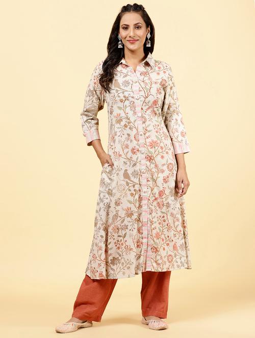 floral printed kurta pant set - 20225760 - Very Small Image - 1
