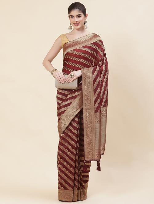 zari work banarasi saree - 20226025 - Very Small Image - 1